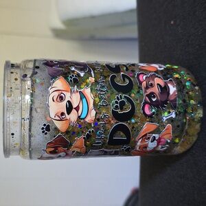 Dog-Themed Glitter Tumbler